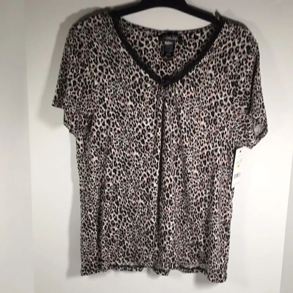 Rene Rofe Animal Print Night shirt sleep shirt size medium leopard print